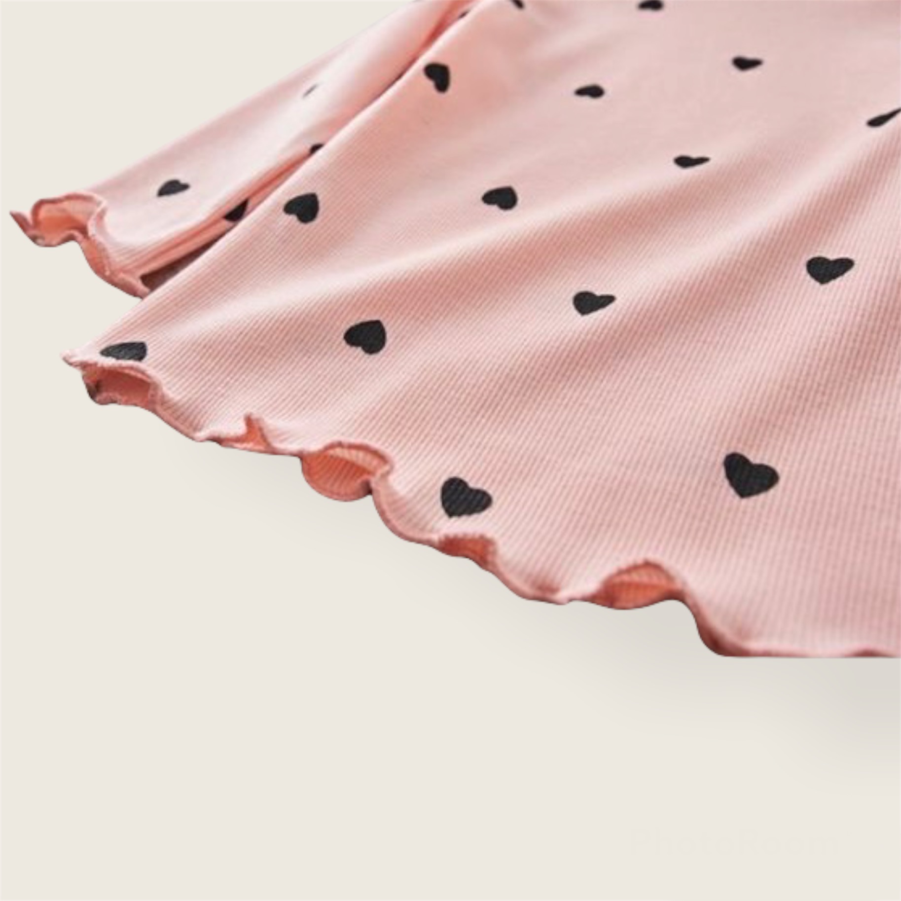 RIB BLOUSE WITH HEART PRINT FOR GIRLS - PINK